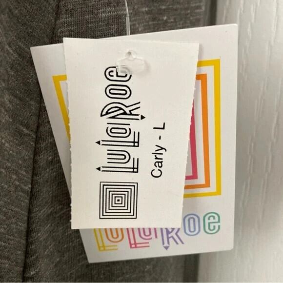 NWT LuLaRoe Carly Swing Dress Women Size L | Solid Heather Gray | High Low Hem - Picture 4 of 5